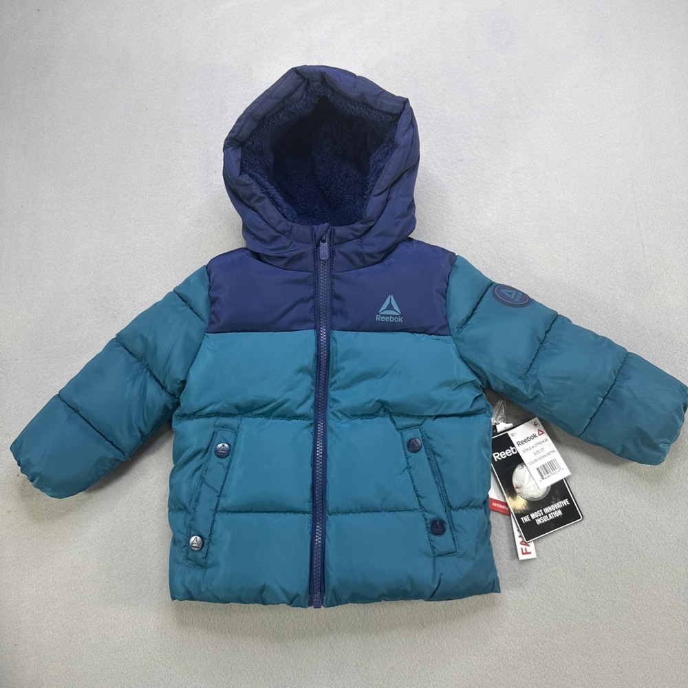 Reebok Toddler Heavyweight Comfortable Puffer Jacket Size 2T Teal/Blue NWT